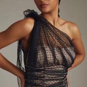 Anthropologie One Shoulder Corset Top- Black And Pink Tulle- Medium  Great